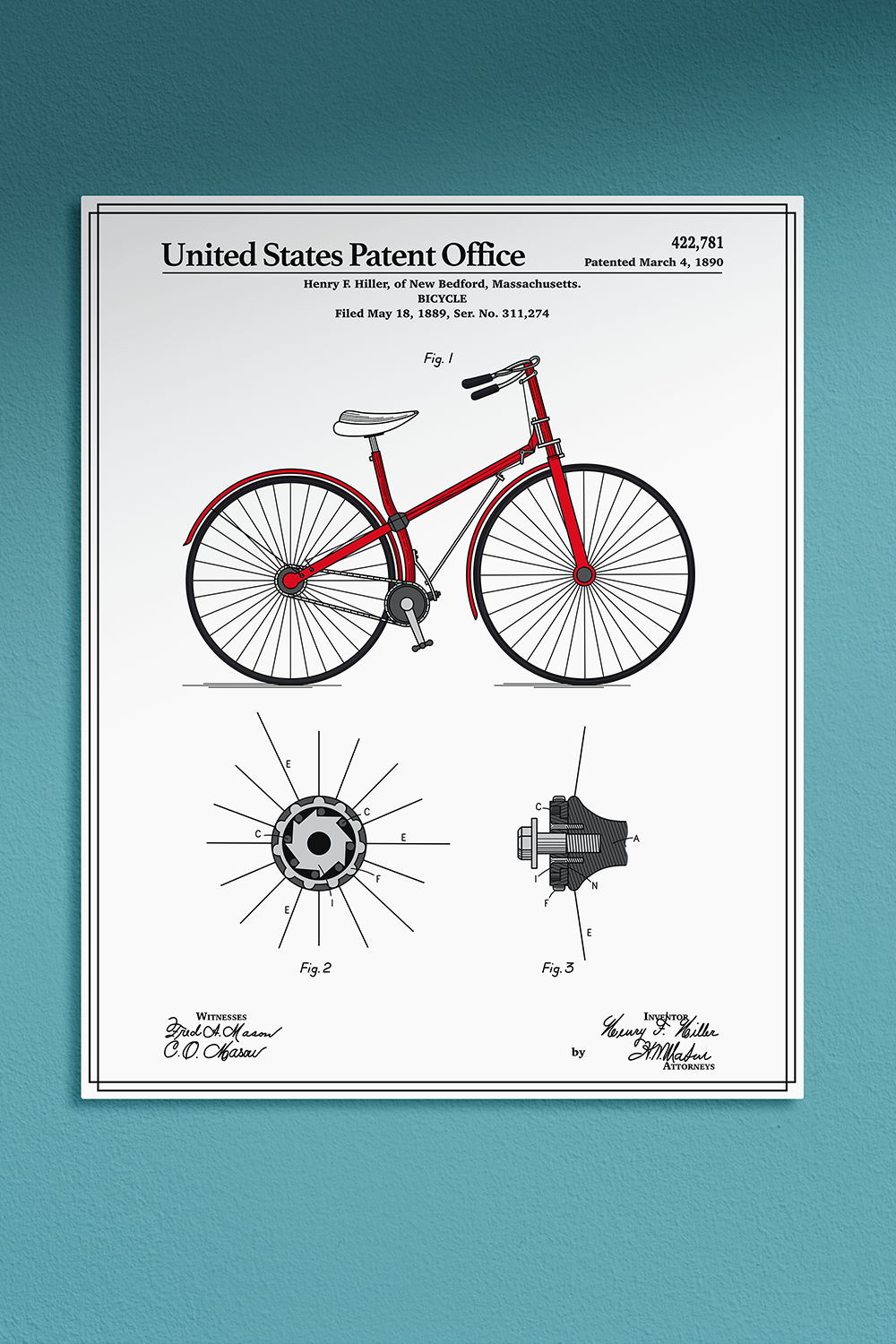 Bicycle Full Color Metal Wall Art