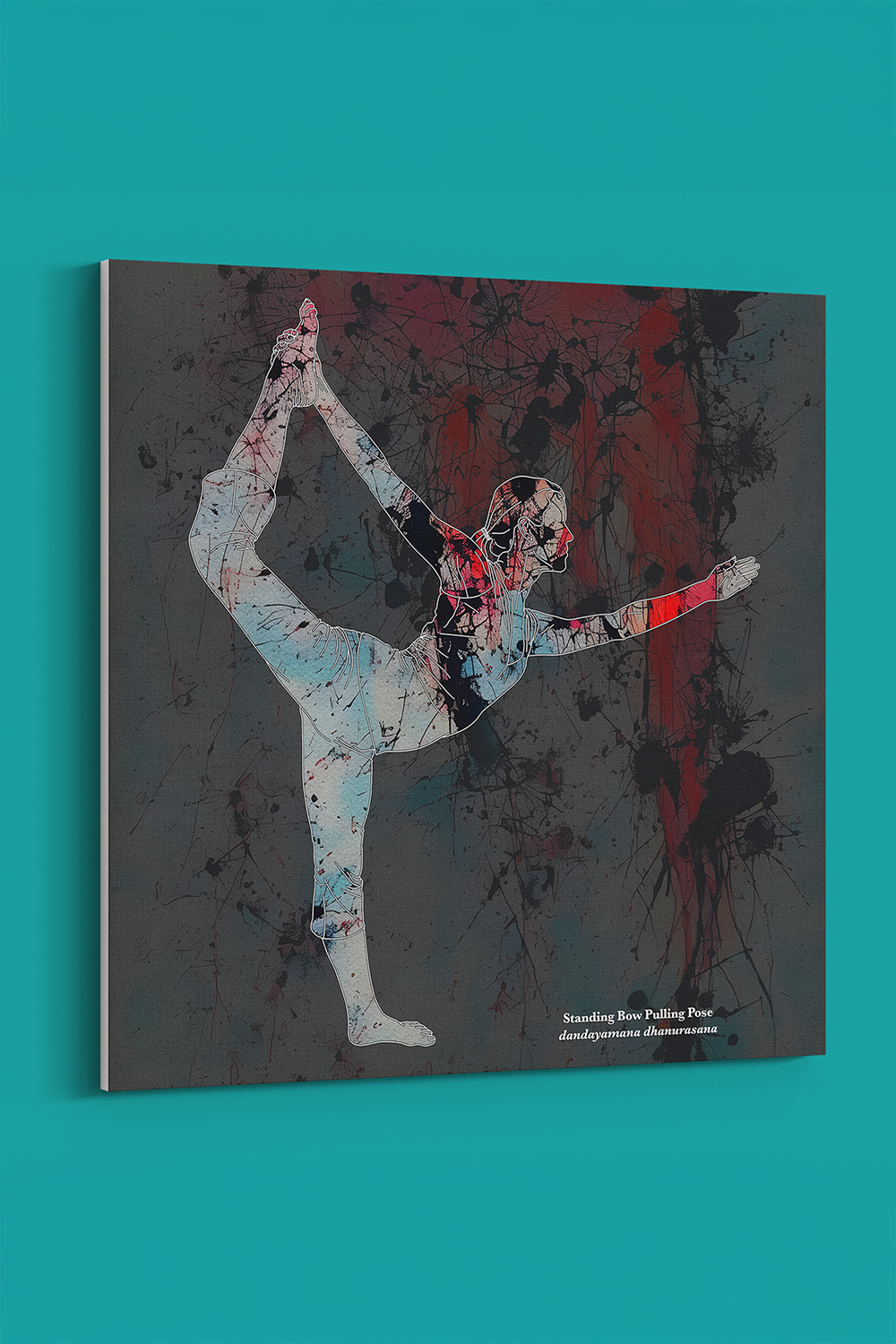 Yoga II Standing Bow Pulling Pose Abstract Gray Canvas Wall Art