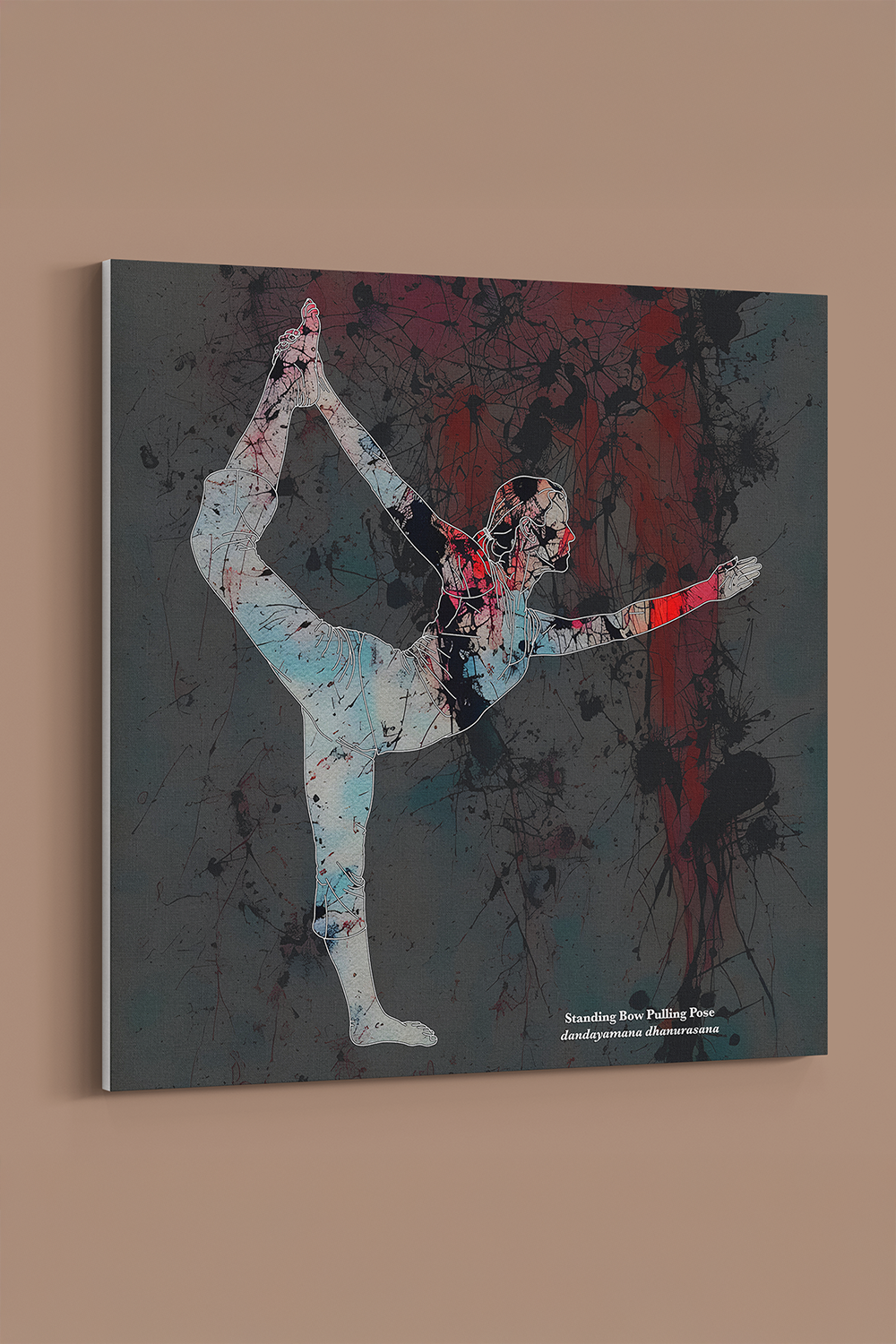 Yoga II Standing Bow Pulling Pose Abstract Gray Canvas Wall Art