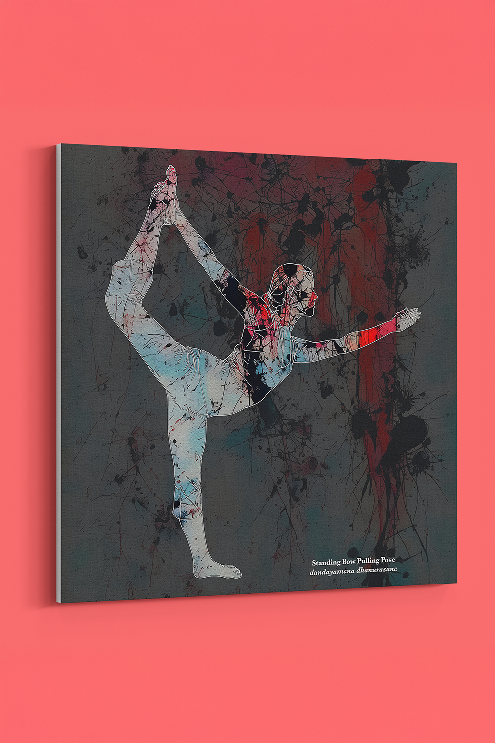 Yoga II Standing Bow Pulling Pose Abstract Gray Canvas Wall Art