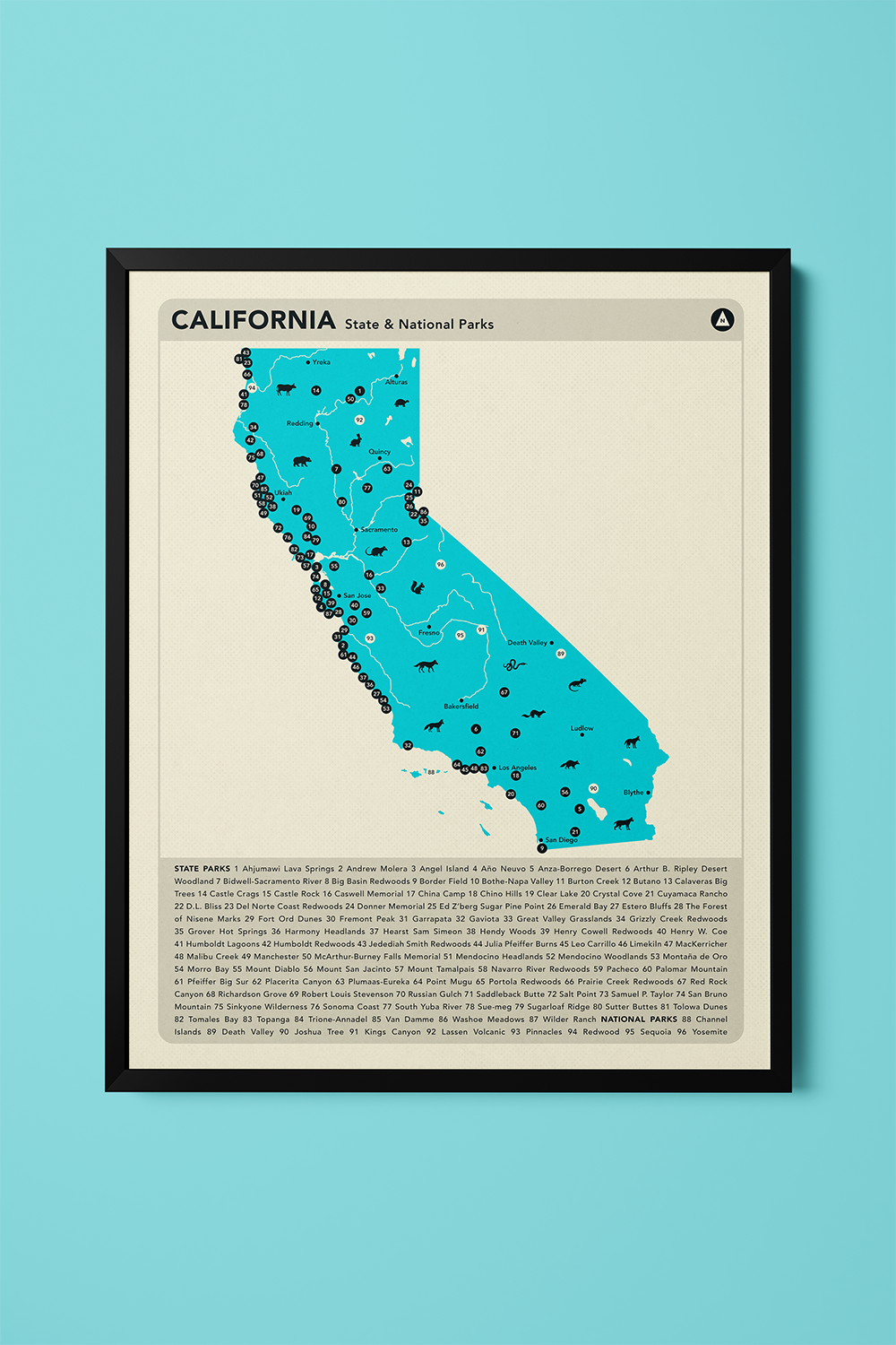 California State & National Parks Map Art Print