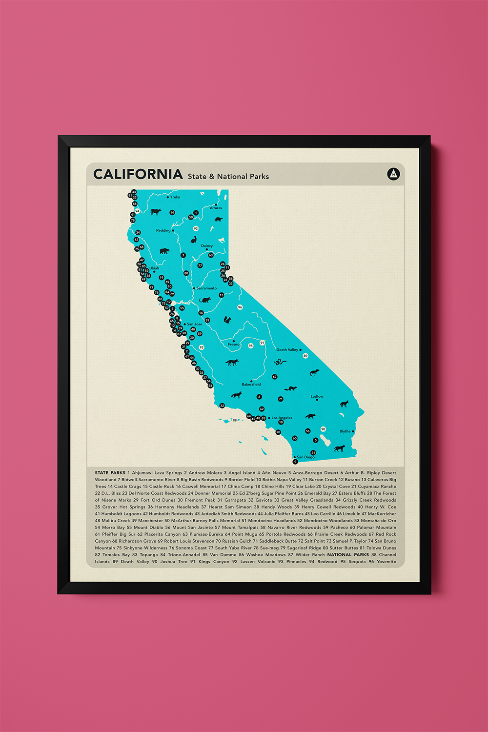California State & National Parks Map Art Print