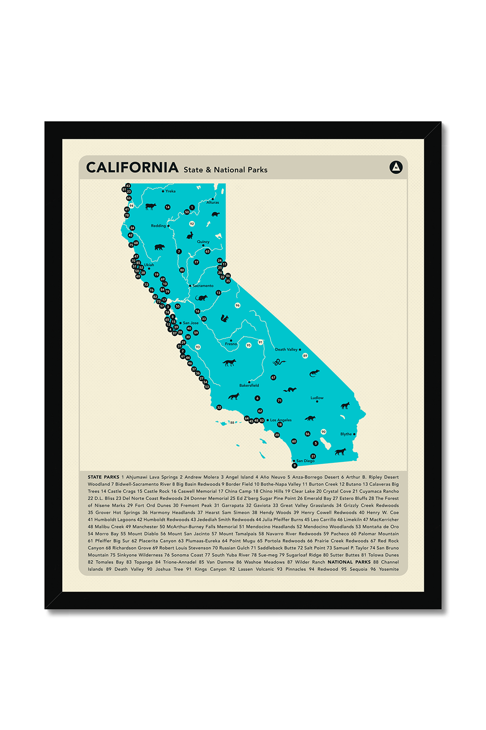 California State & National Parks Map Art Print
