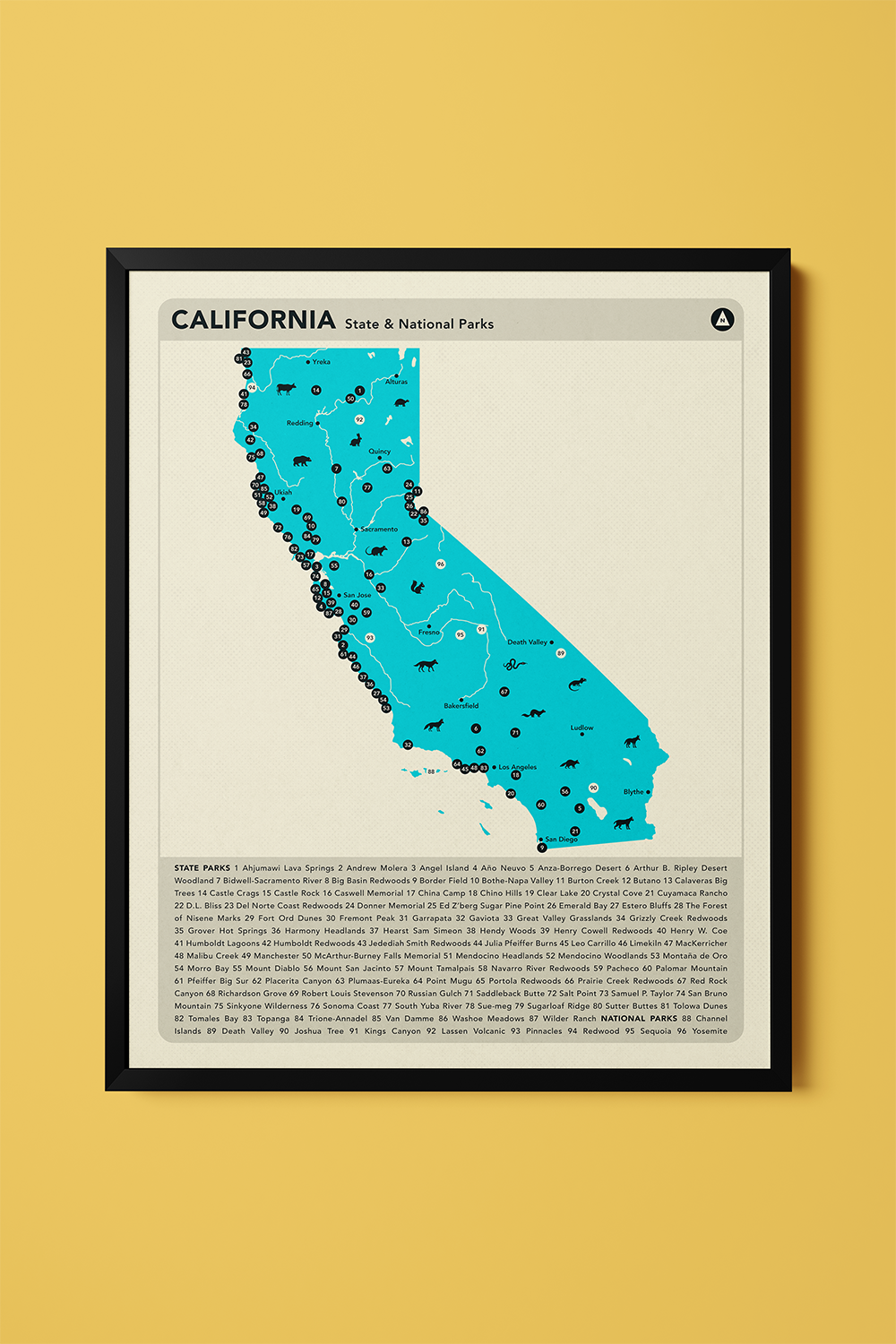 California State & National Parks Map Art Print