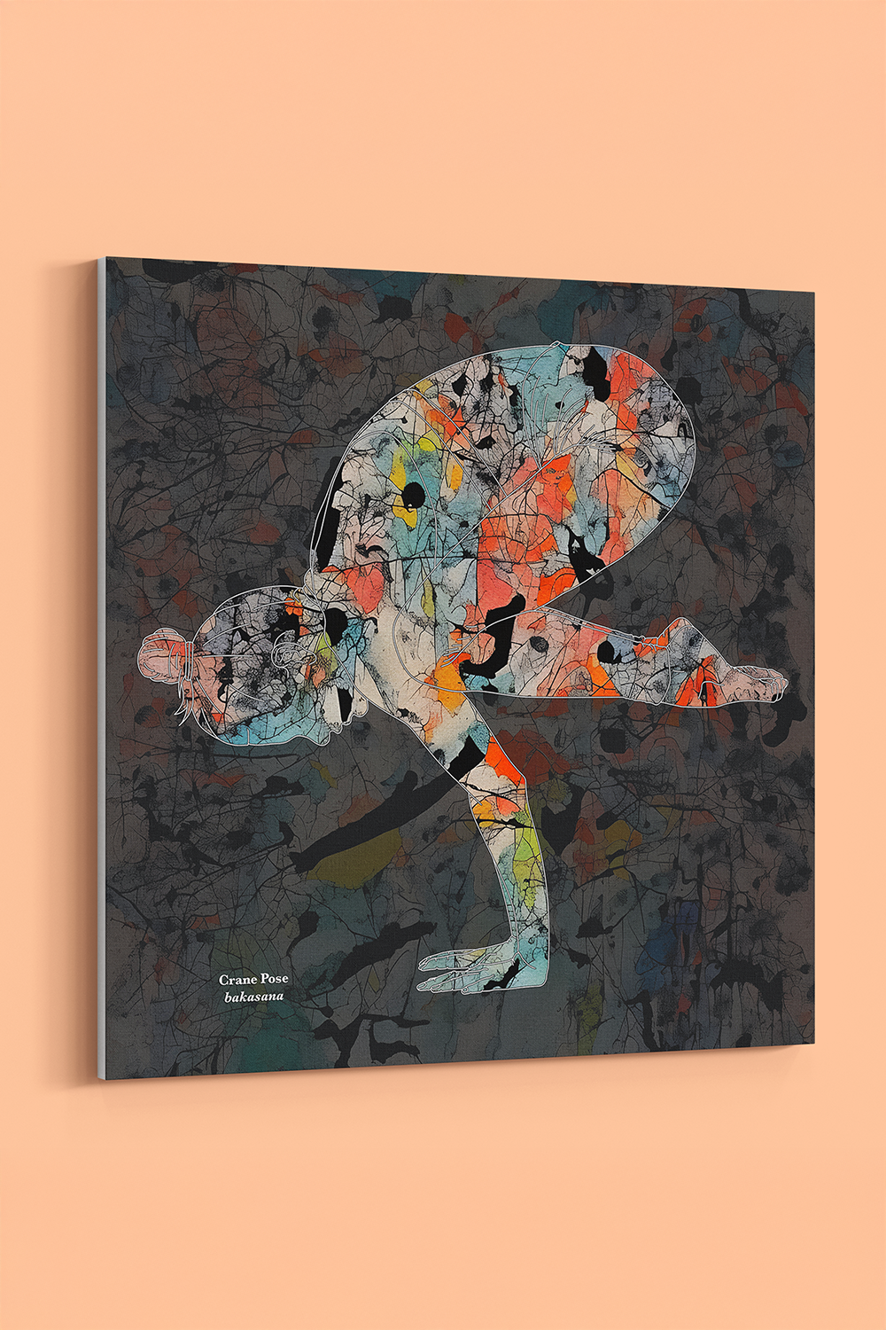 Yoga I Crane Pose Abstract Gray Canvas Wall Art