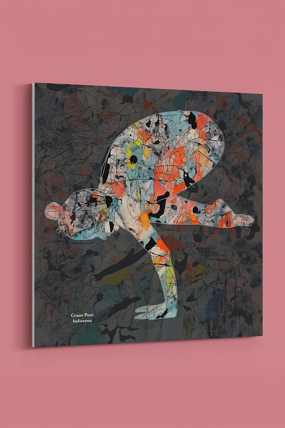 Yoga I Crane Pose Abstract Gray Canvas Wall Art