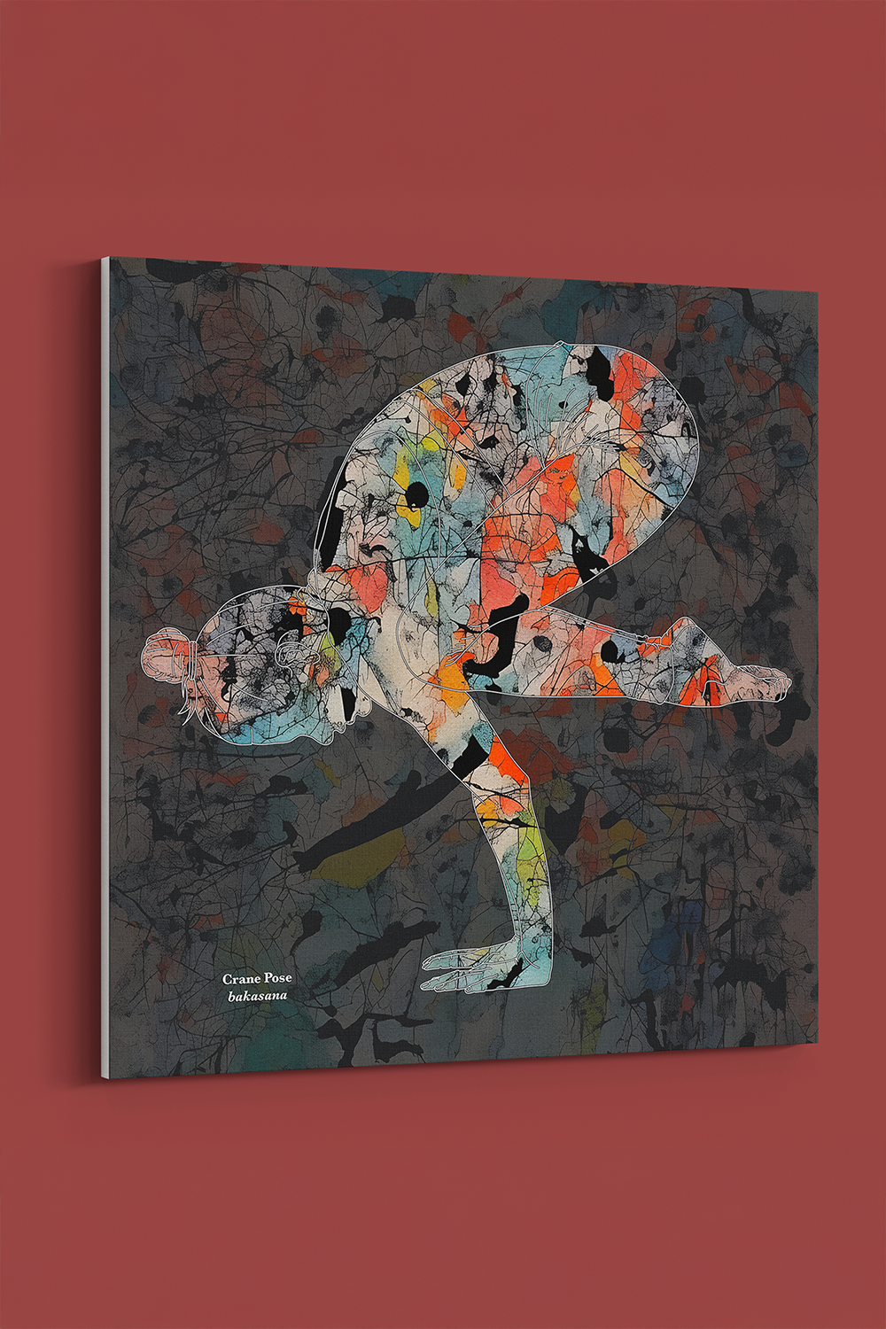 Yoga I Crane Pose Abstract Gray Canvas Wall Art