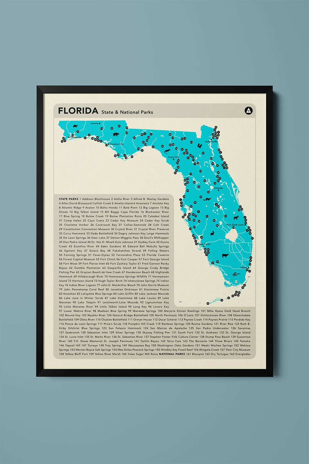 Florida State & National Parks Map Art Print