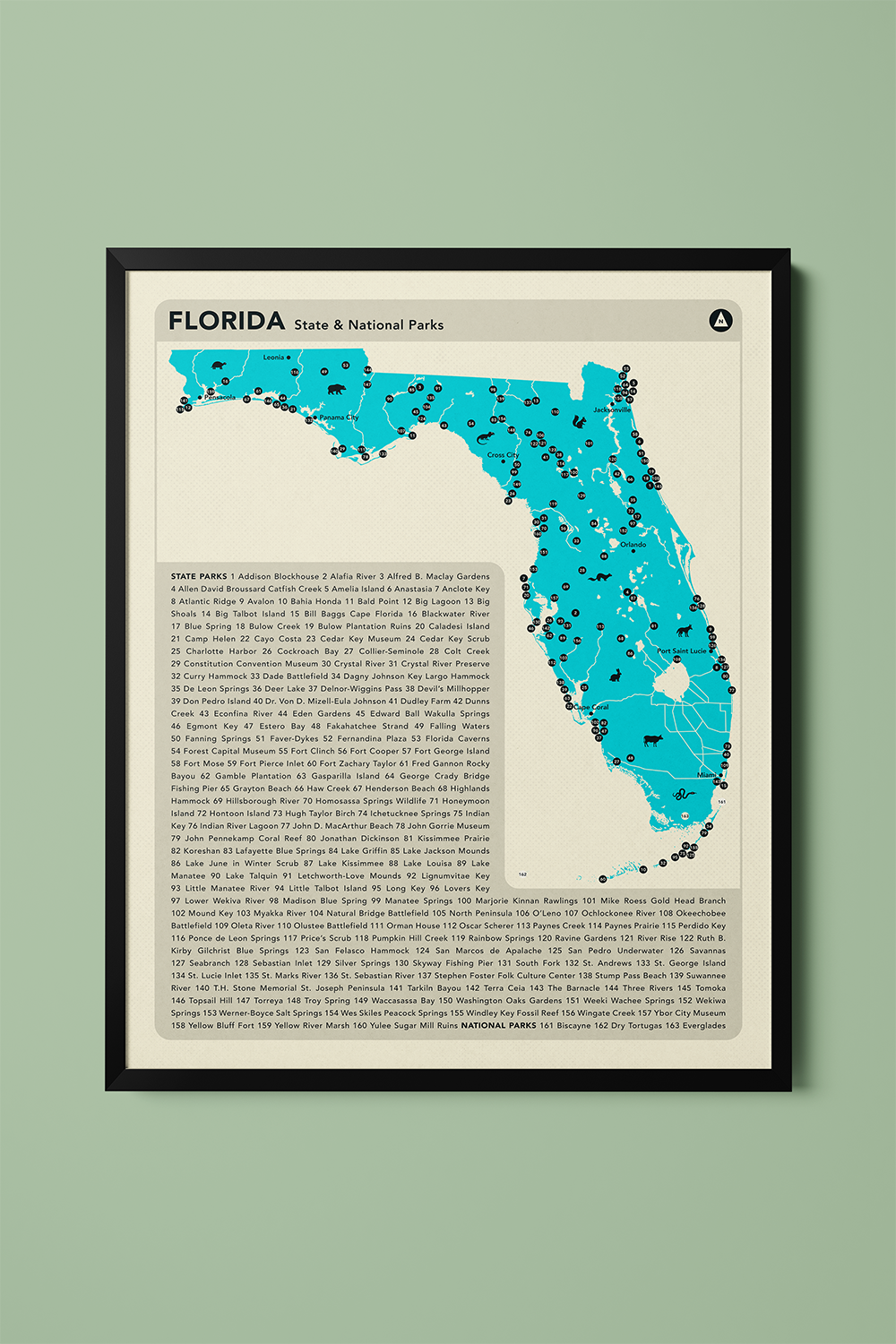 Florida State & National Parks Map Art Print