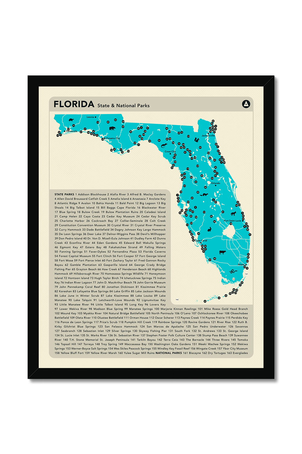 Florida State & National Parks Map Art Print