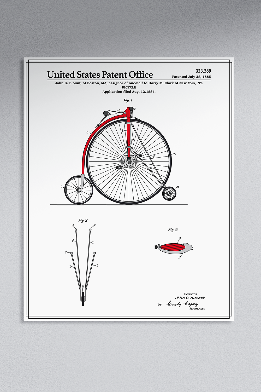 Bicycle High Wheel Full Color Metal Wall Art