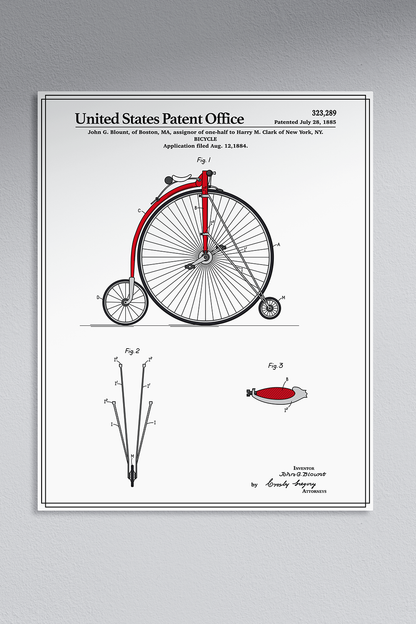 Bicycle High Wheel Full Color Metal Wall Art