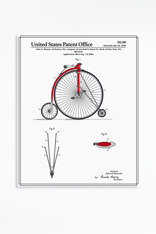 Bicycle High Wheel Full Color Metal Wall Art