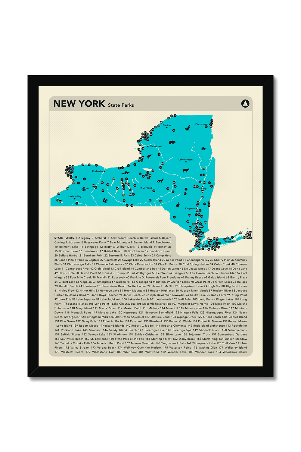 New York State & National Parks Map Art Print