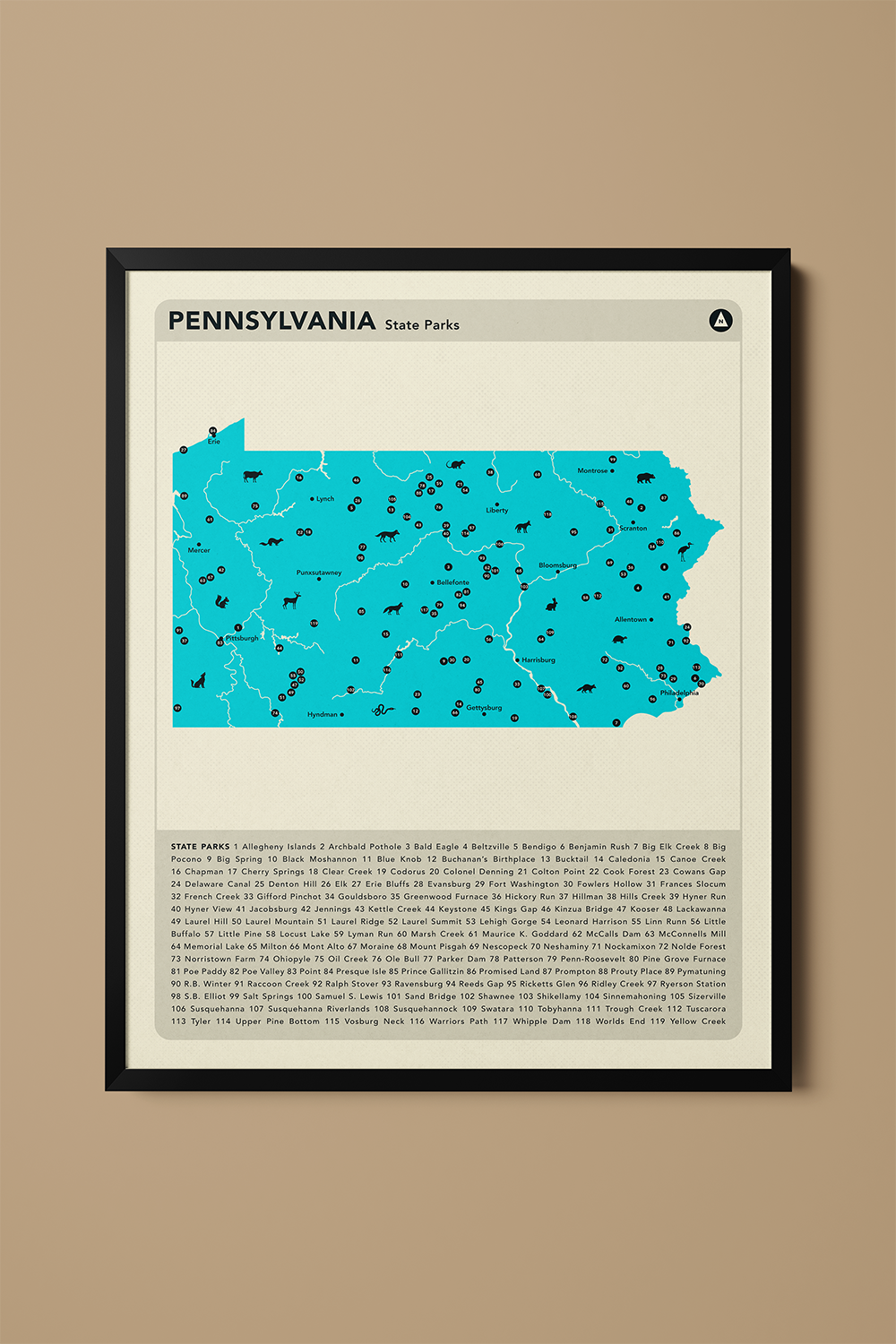 Pennsylvania State & National Parks Map Art Print