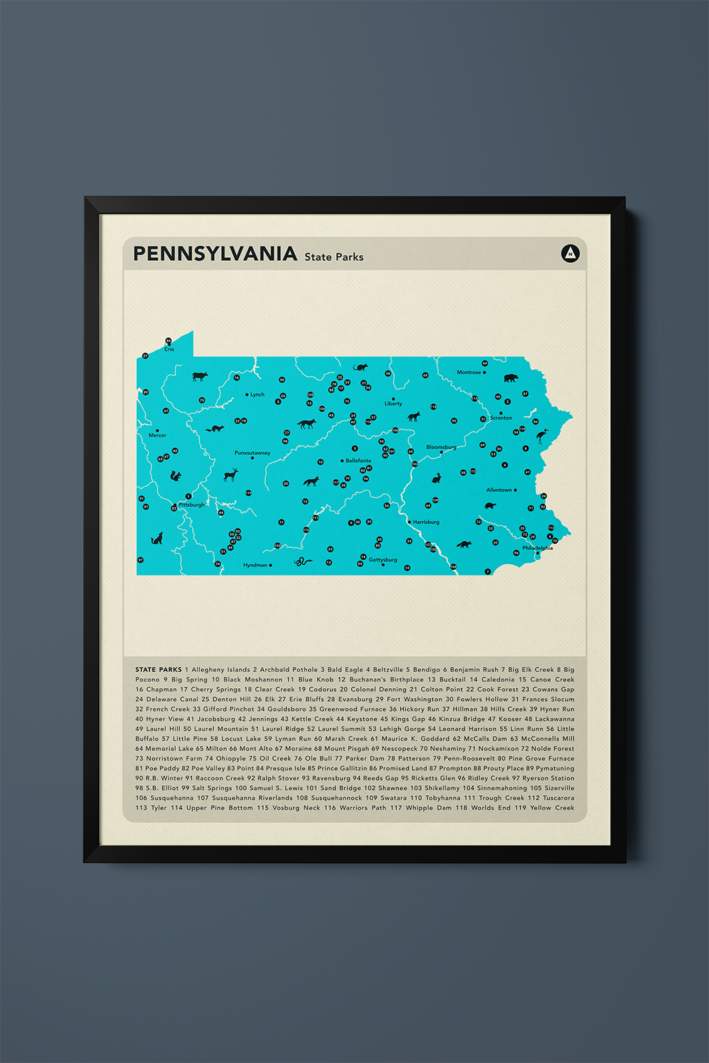 Pennsylvania State & National Parks Map Art Print