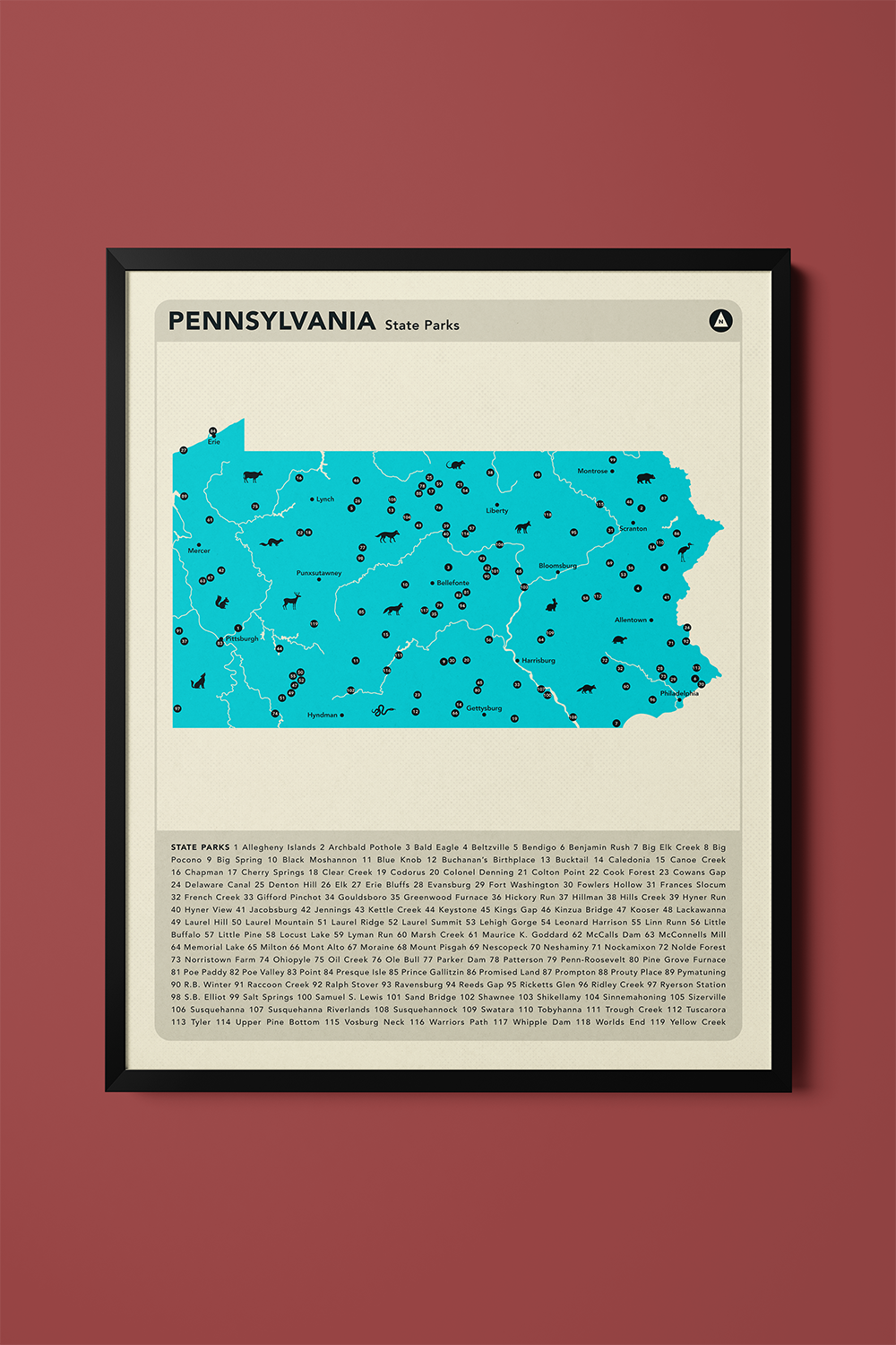 Pennsylvania State & National Parks Map Art Print