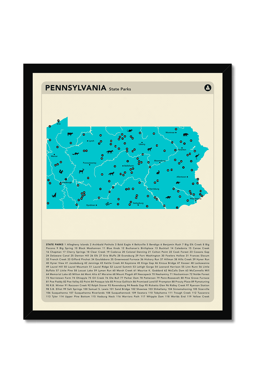 Pennsylvania State & National Parks Map Art Print