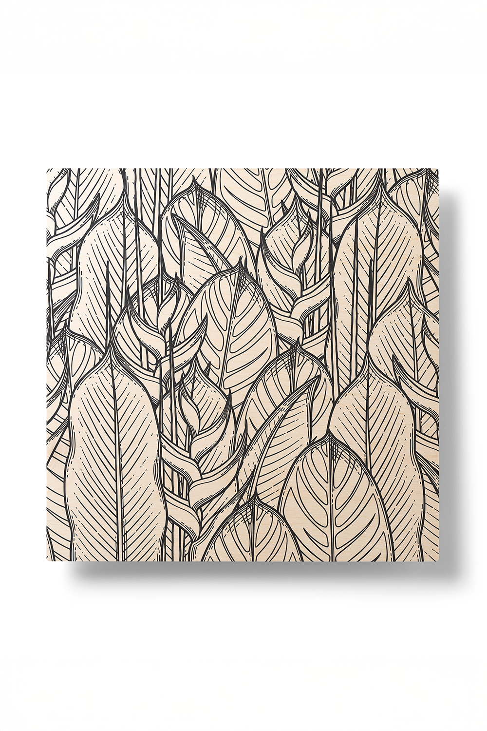 Foliage Dreams I Line Art Black & White Wood Wall Art