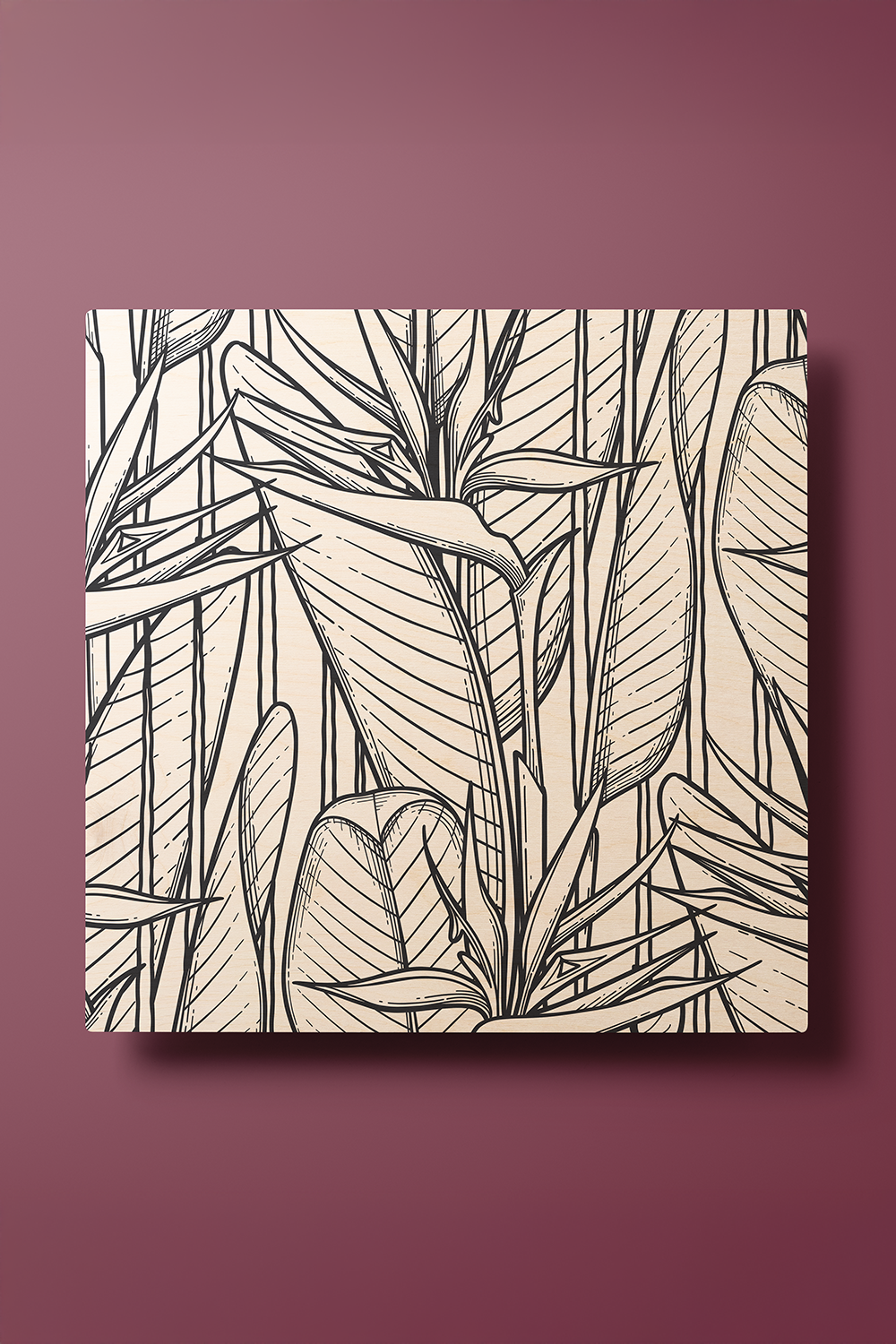 Emerald Veins I Line Art Black & White Wood Wall Art