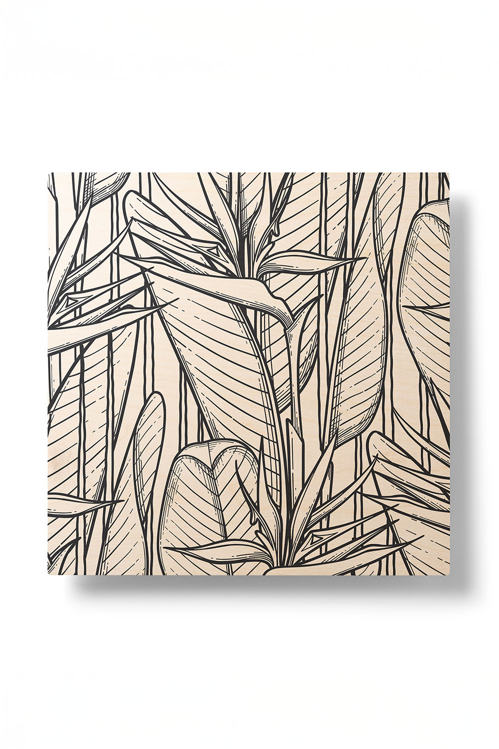 Emerald Veins I Line Art Black & White Wood Wall Art