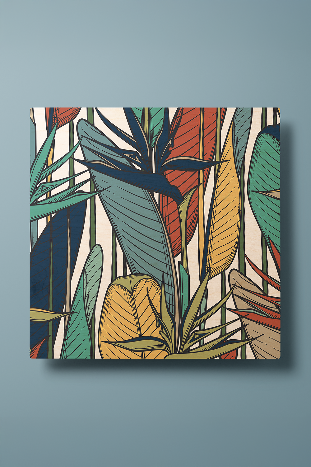 Emerald Veins II Line Art Multicolor Wood Wall Art