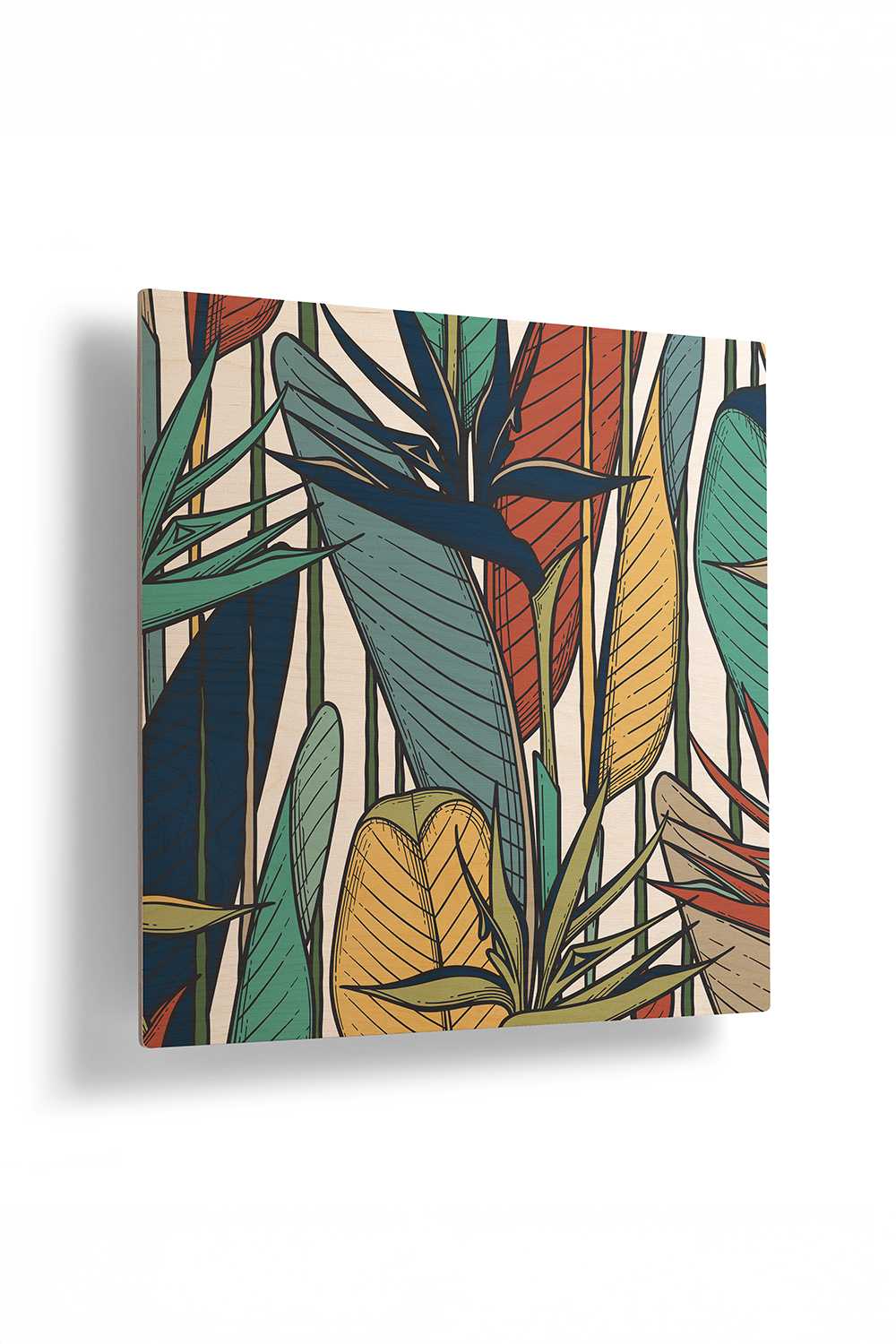 Emerald Veins II Line Art Multicolor Wood Wall Art