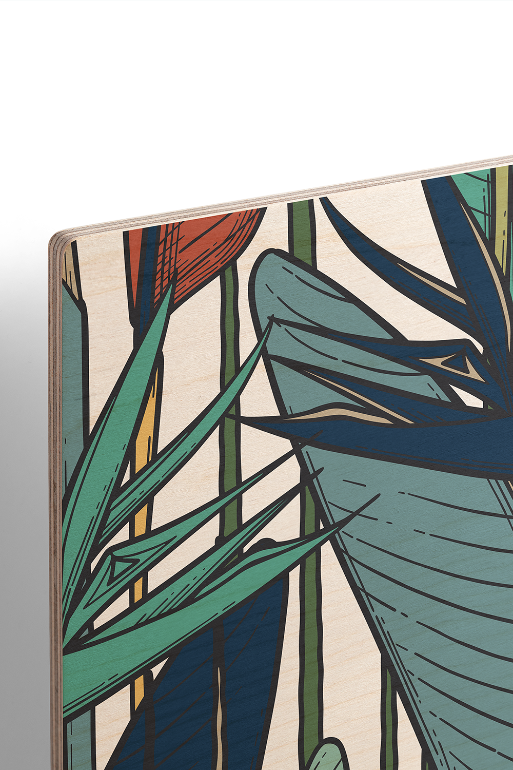 Emerald Veins II Line Art Multicolor Wood Wall Art