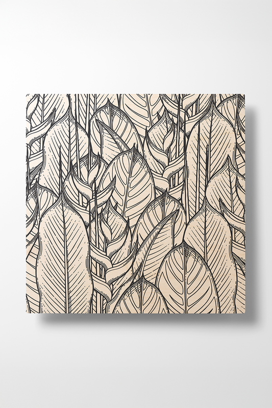 Foliage Dreams I Line Art Black & White Wood Wall Art