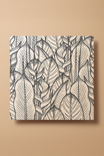 Foliage Dreams I Line Art Black & White Wood Wall Art