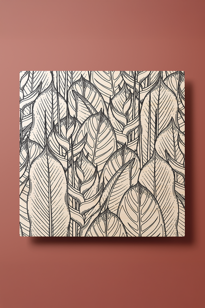 Foliage Dreams I Line Art Black & White Wood Wall Art