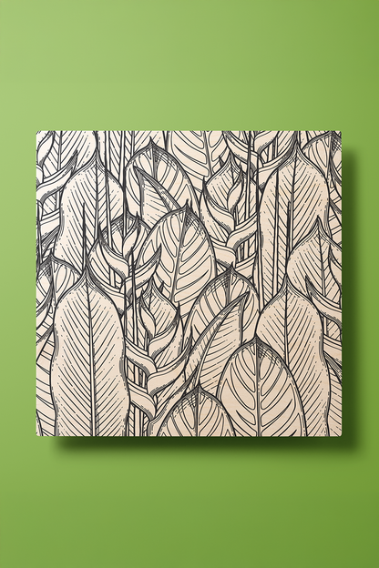 Foliage Dreams I Line Art Black & White Wood Wall Art