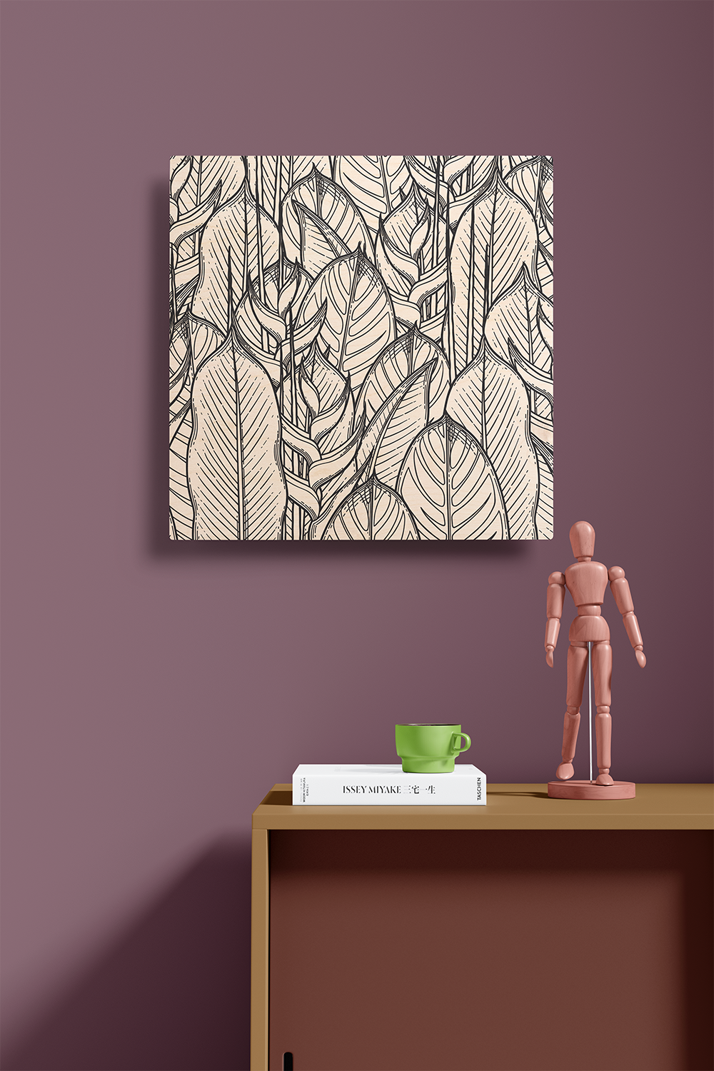 Foliage Dreams I Line Art Black & White Wood Wall Art