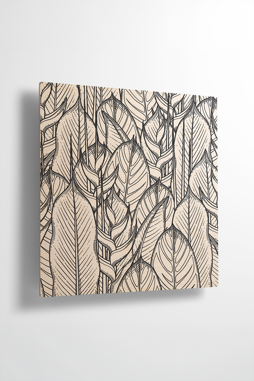 Foliage Dreams I Line Art Black & White Wood Wall Art