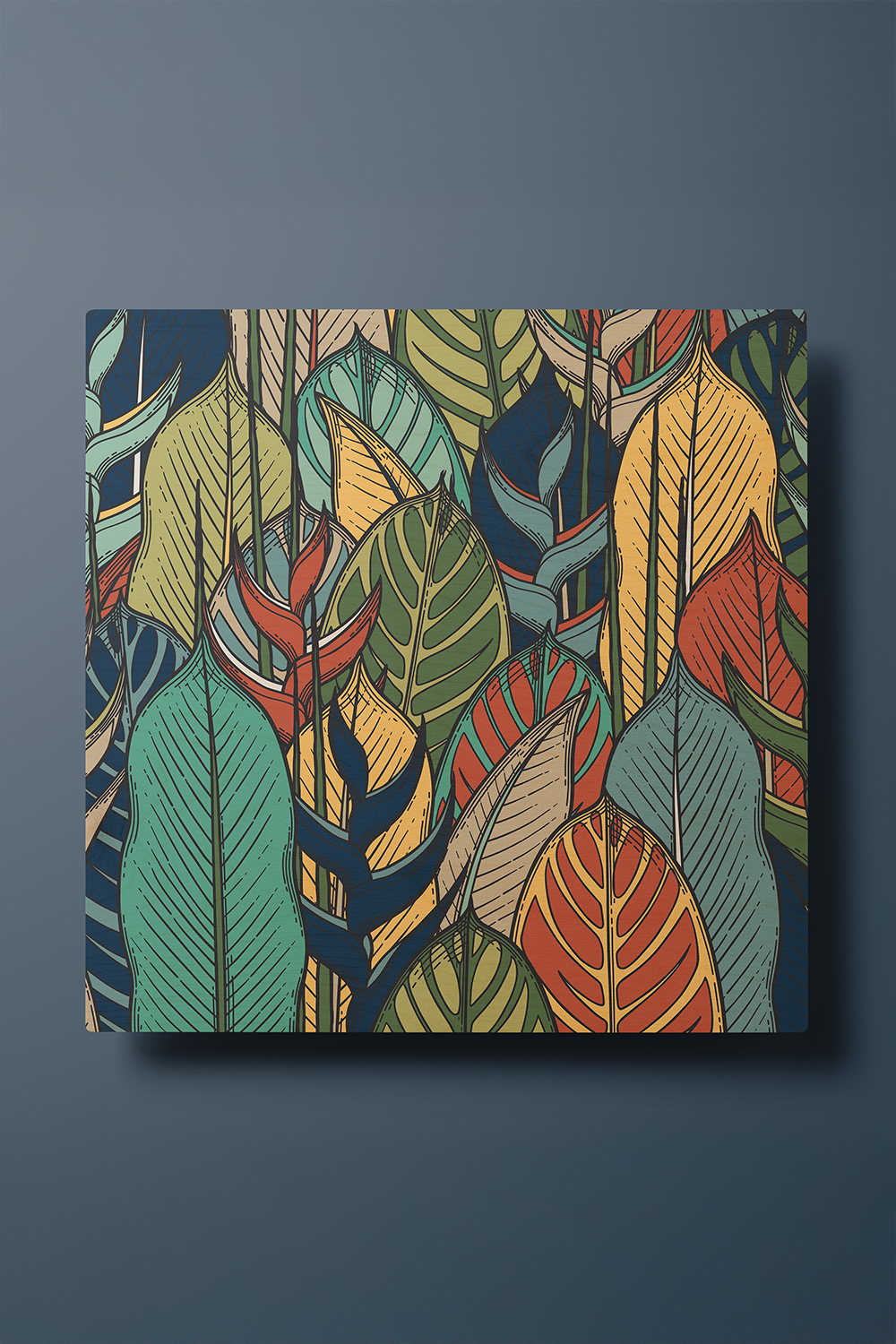 Foliage Dreams II Line Art Multicolor Wood Wall Art