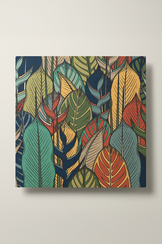 Foliage Dreams II Line Art Multicolor Wood Wall Art