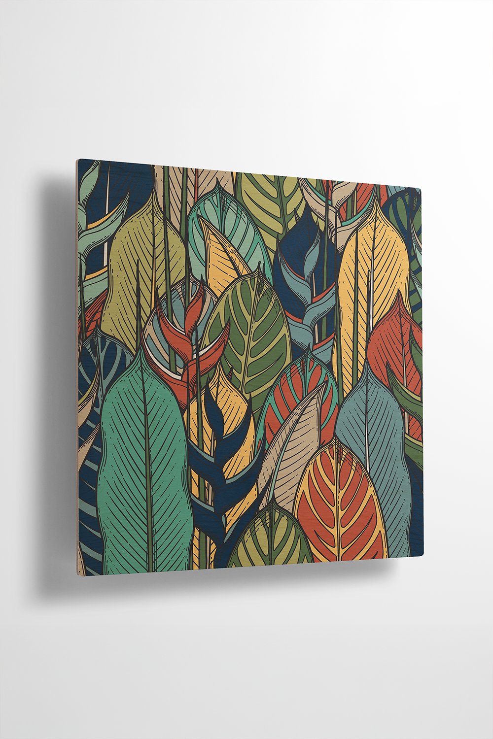 Foliage Dreams II Line Art Multicolor Wood Wall Art