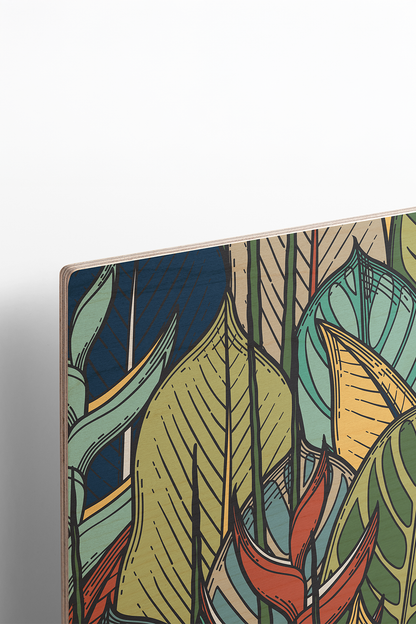 Foliage Dreams II Line Art Multicolor Wood Wall Art