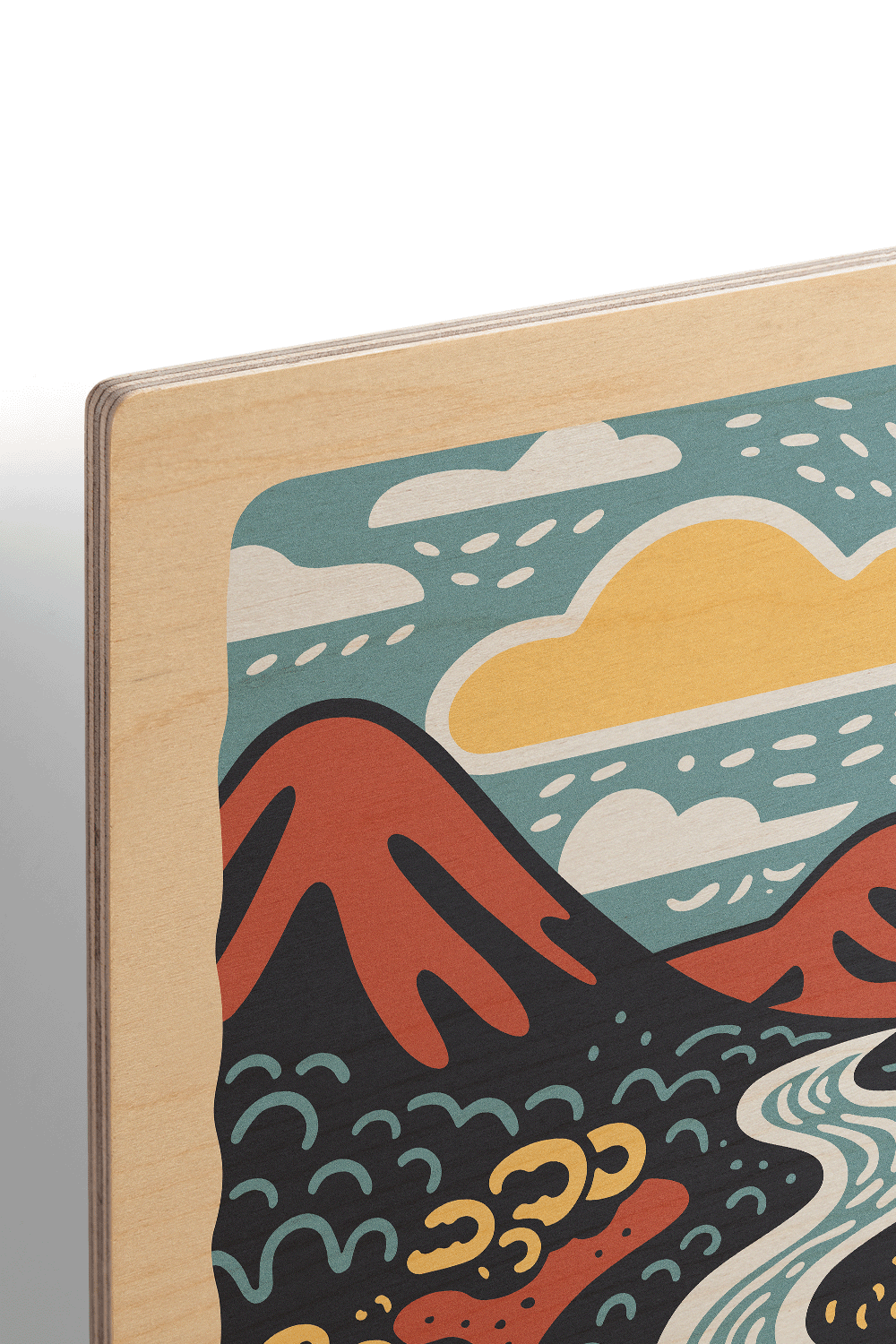 Sunrise IV Line Art Multicolor Wood Wall Art