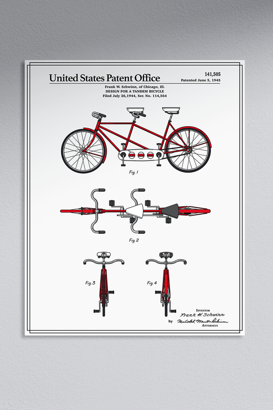 Bicycle Tandem Full Color Metal Wall Art