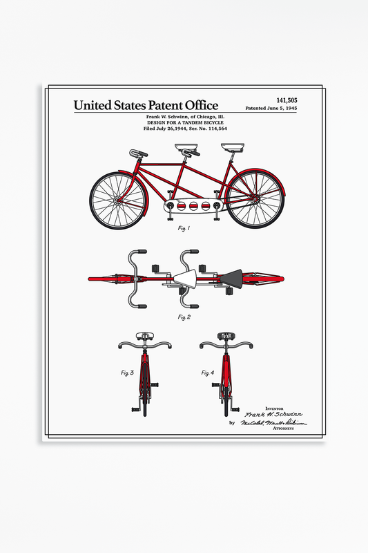 Bicycle Tandem Full Color Metal Wall Art