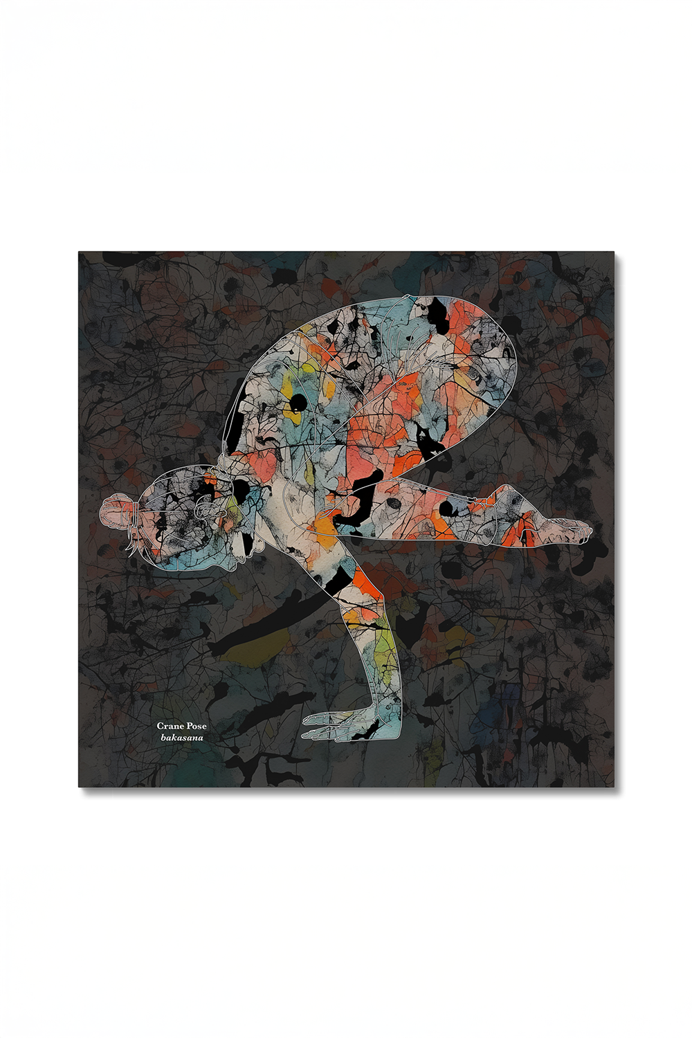Yoga I Crane Pose Abstract Gray Canvas Wall Art