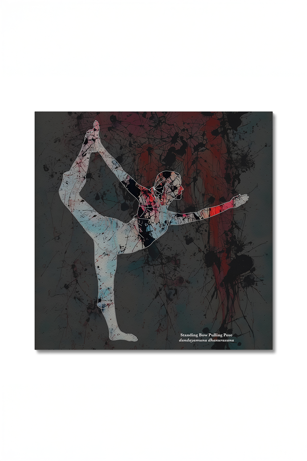 Yoga II Standing Bow Pulling Pose Abstract Gray Canvas Wall Art