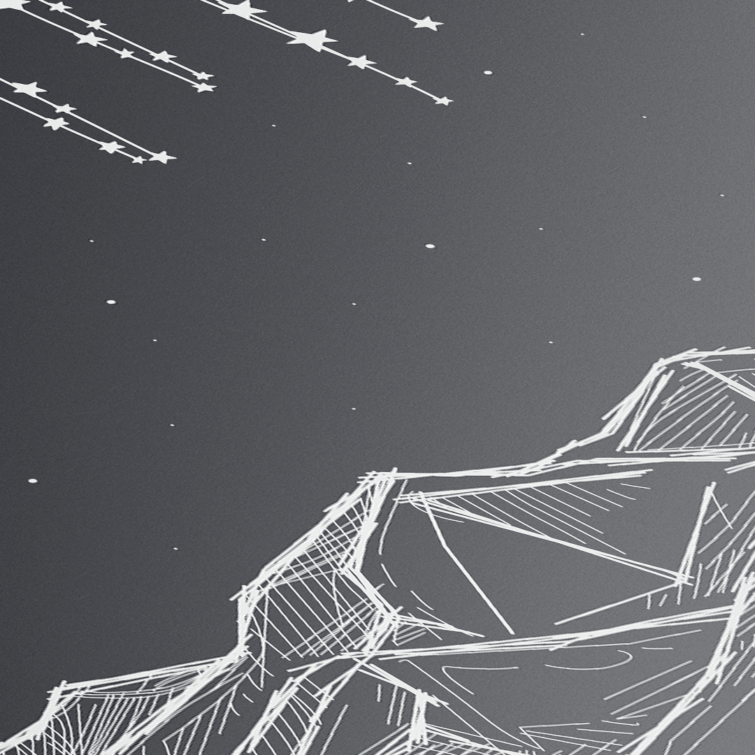 Starry Night Black & White Line Art Framed Print