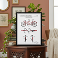 Framed patent illustration of a tandem bicycle design from the United States Patent Office.