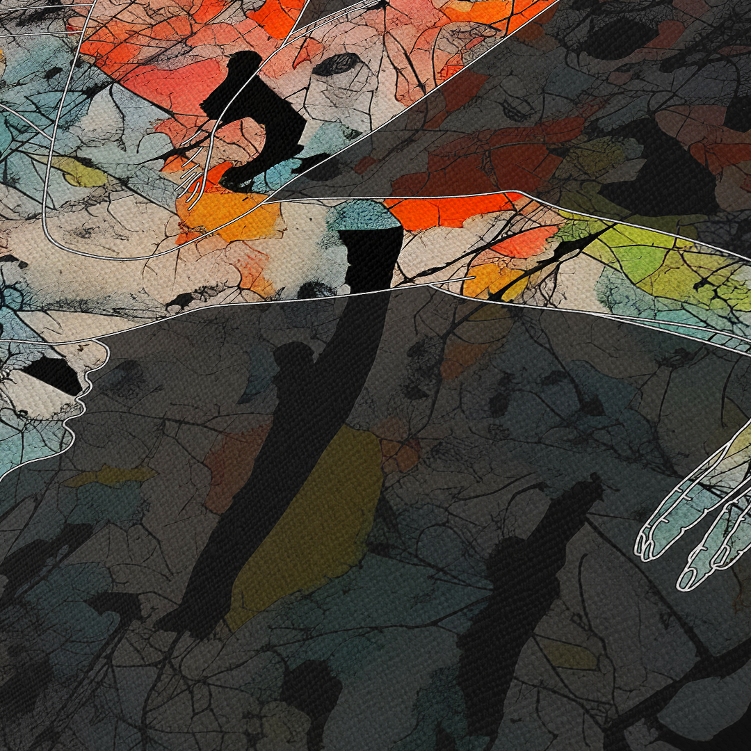 Yoga Crane Pose Abstract Gray Framed Canvas Wall Art