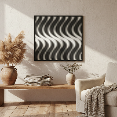 Gills Line Art Black & White Framed Canvas Wall Art