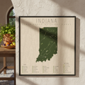 Indiana State & National Parks Map Framed Canvas Wall Art