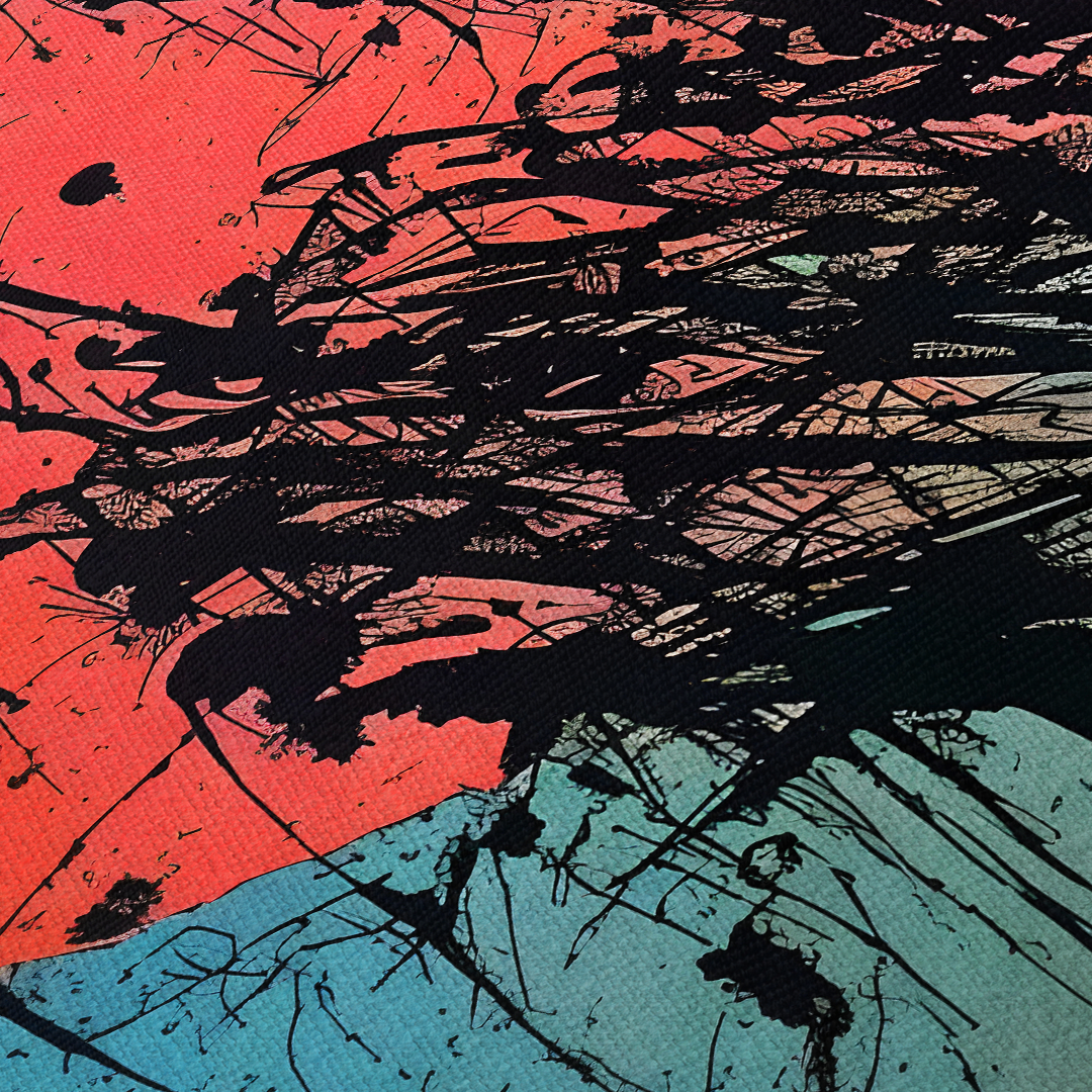 The Red Sun Abstract Multicolor Framed Canvas Wall Art