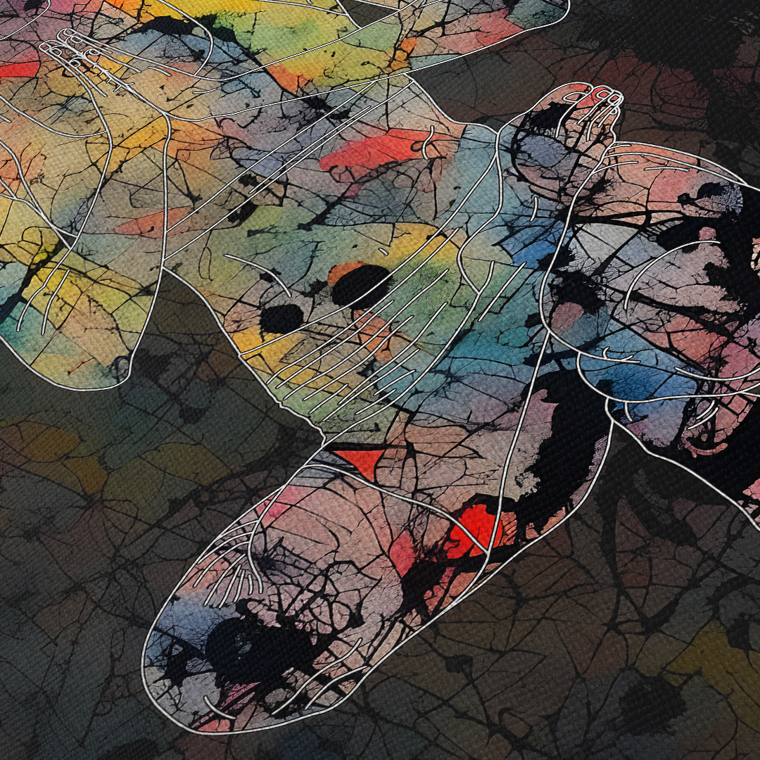 Yoga Toe Stand Abstract Gray Framed Canvas Wall Art